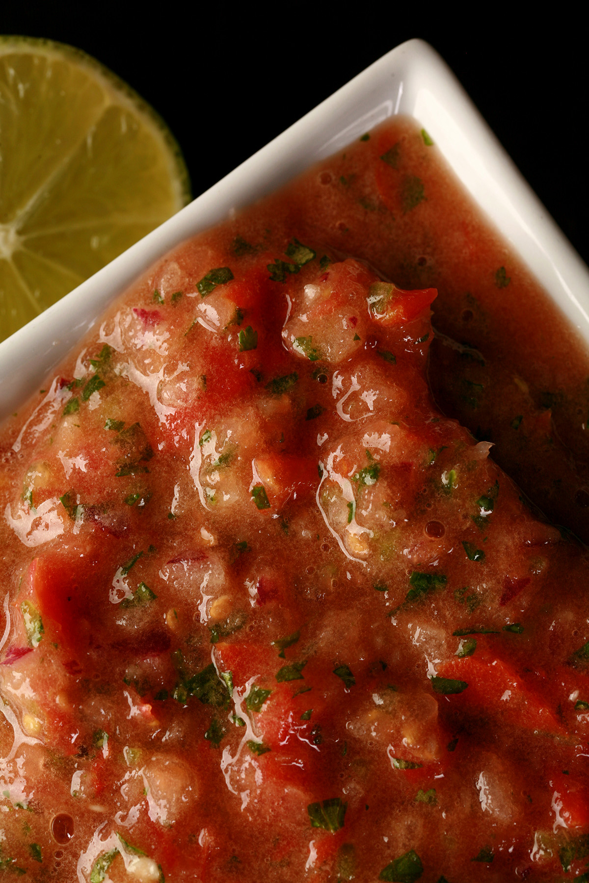 A bowl of keto restaurant style salsa.
