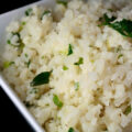 A bowl of low carb cilantro-lime cauliflower rice.