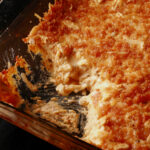 A pan of low carb funeral potatoes.
