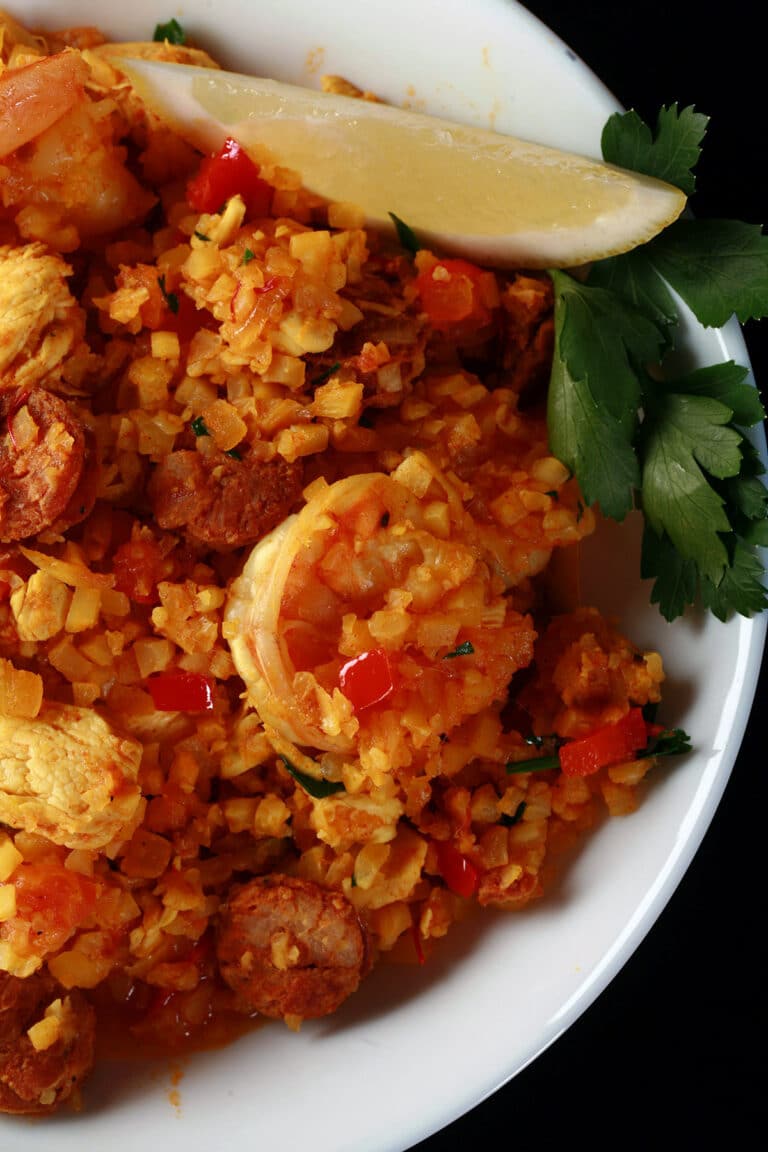 Keto Paella Recipe [Cauliflower Rice Paella] Low Carb Hoser