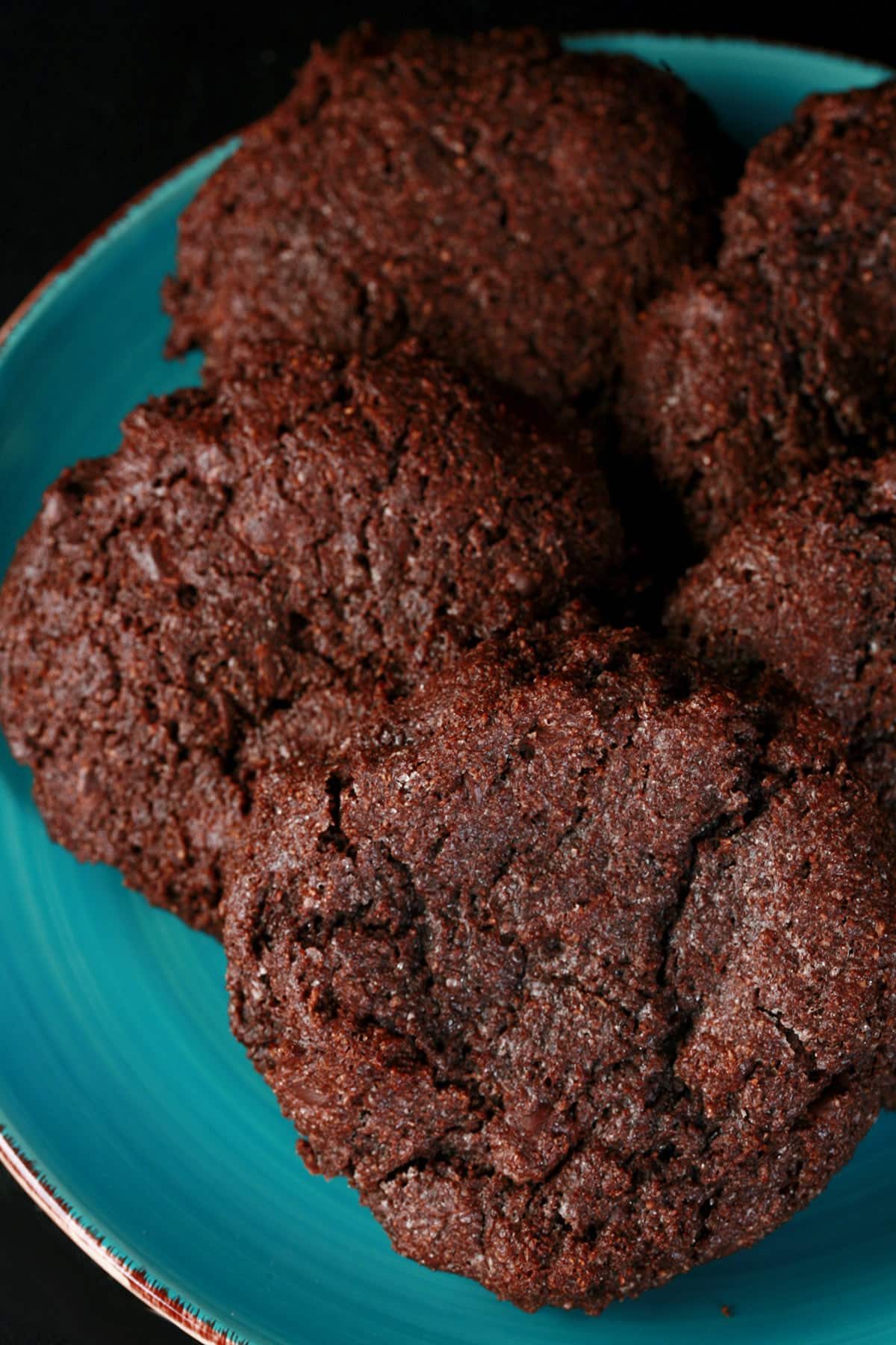 A plate of keto chocolate protein cookies.