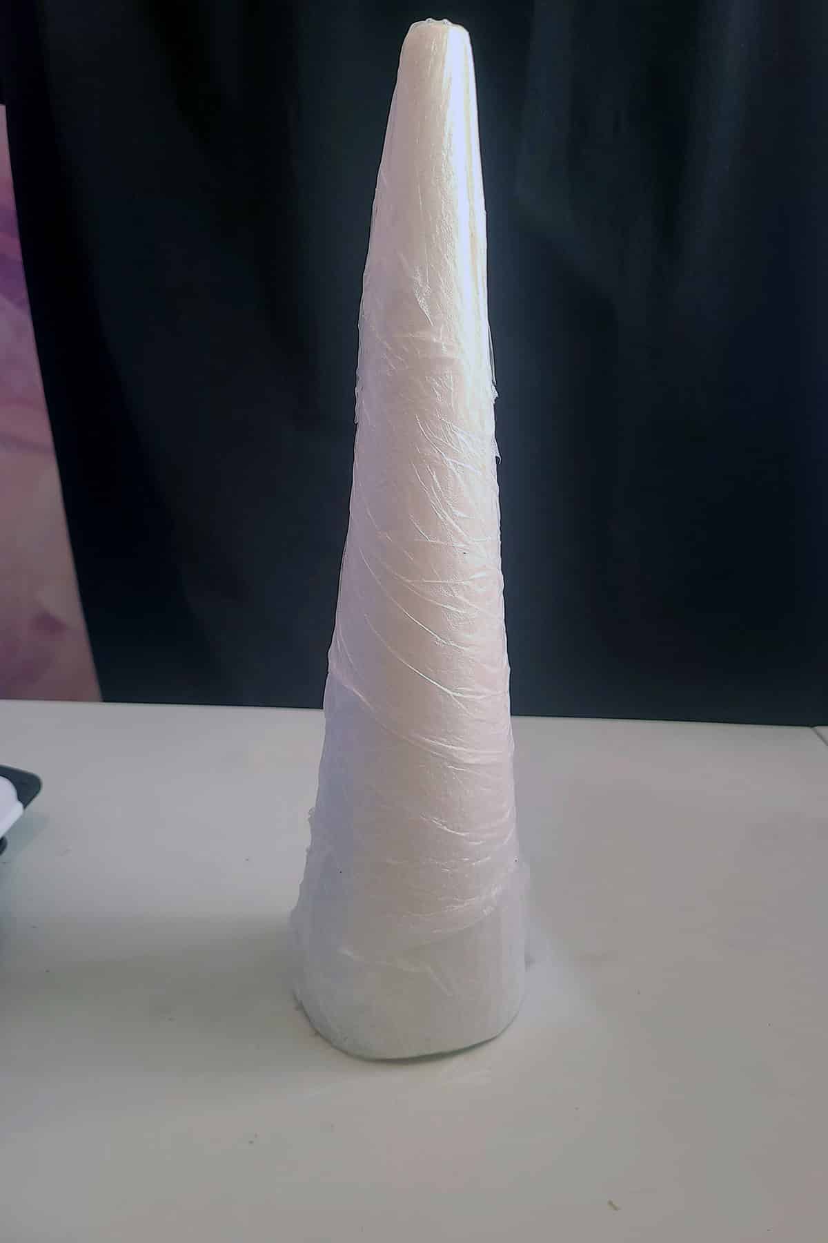 A wrapped styrofoam cone.