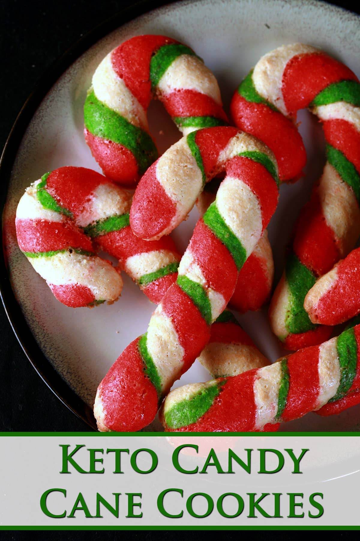 A plate of keto candy cane cookies.