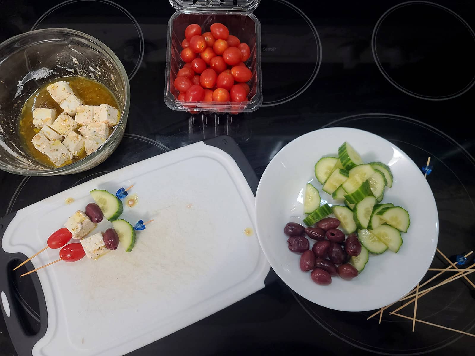 Greek Salad Skewers (Party Favorite!) - Little Broken