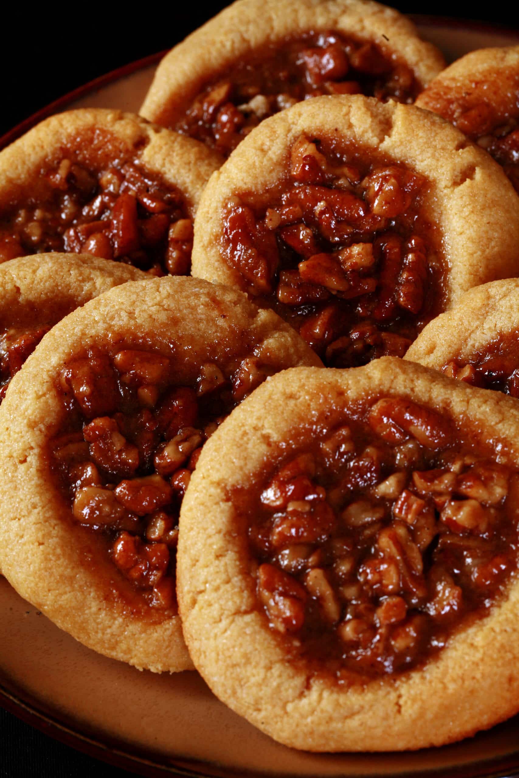 A plate of keto pecan pie cookies.