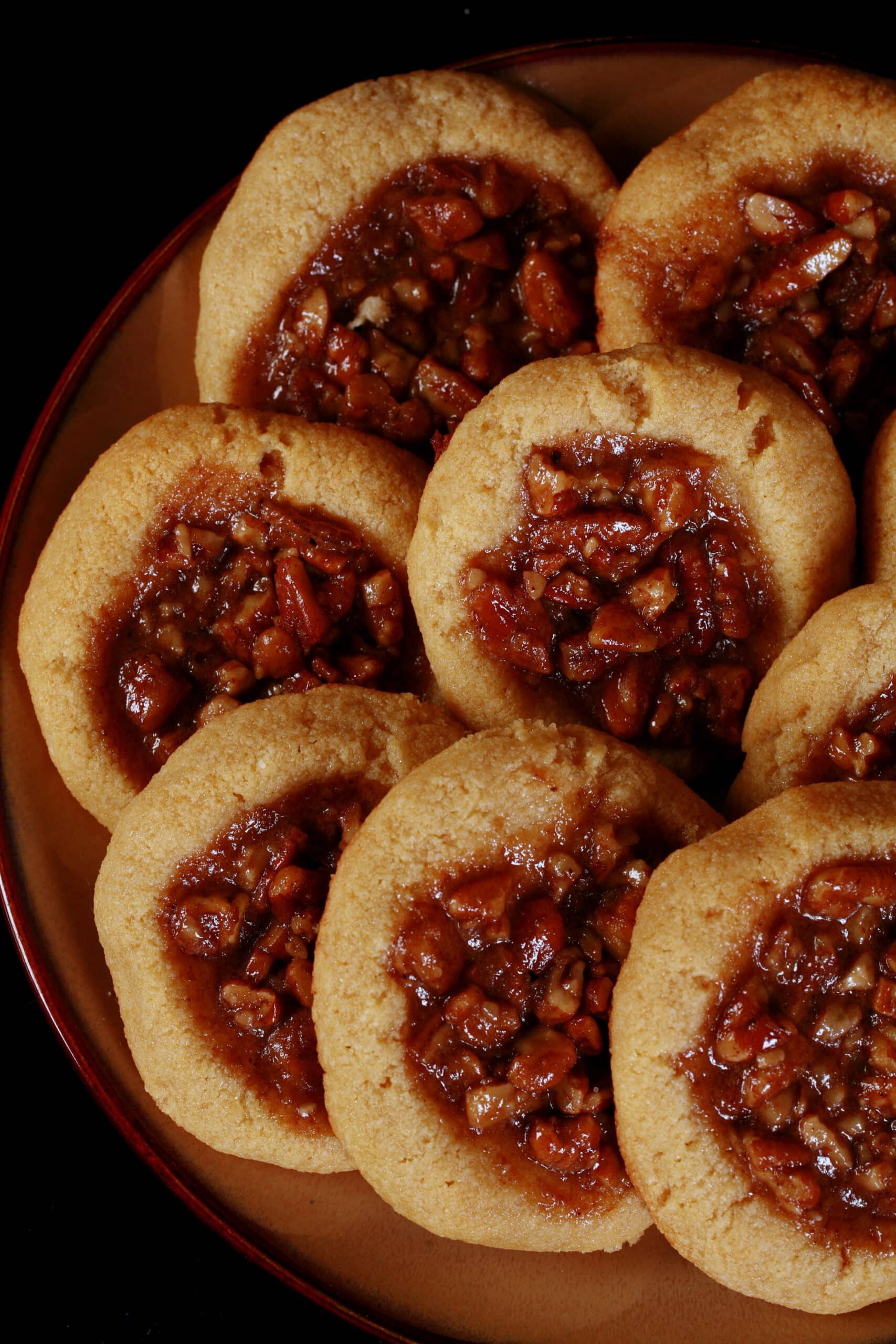 A plate of low carb pecan pie cookies.