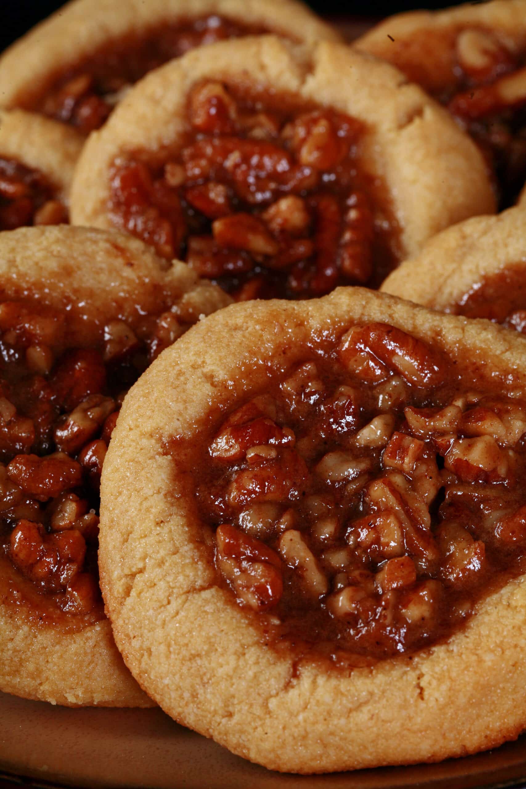 A plate of keto pecan pie cookies.