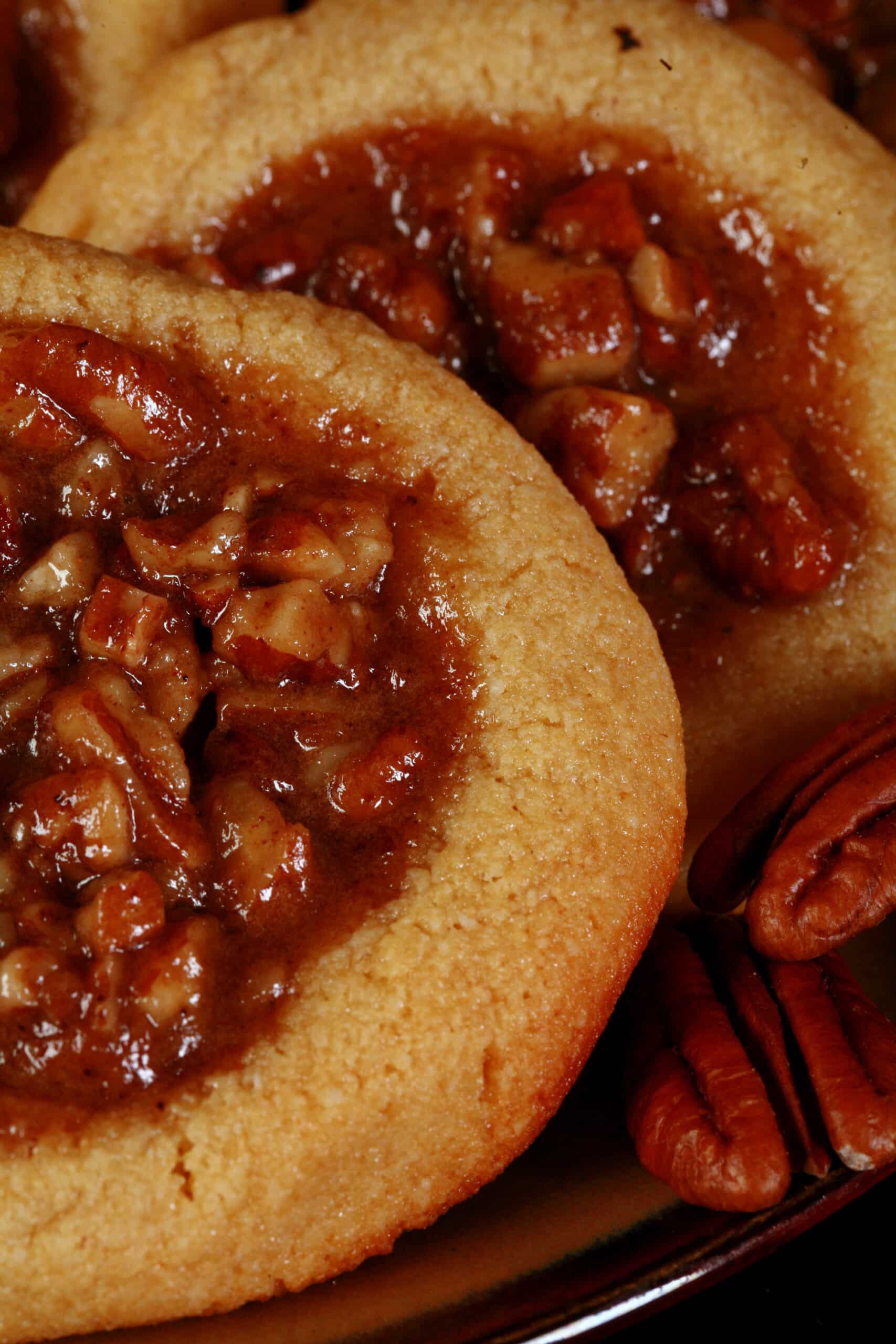 A plate of low carb pecan pie cookies.