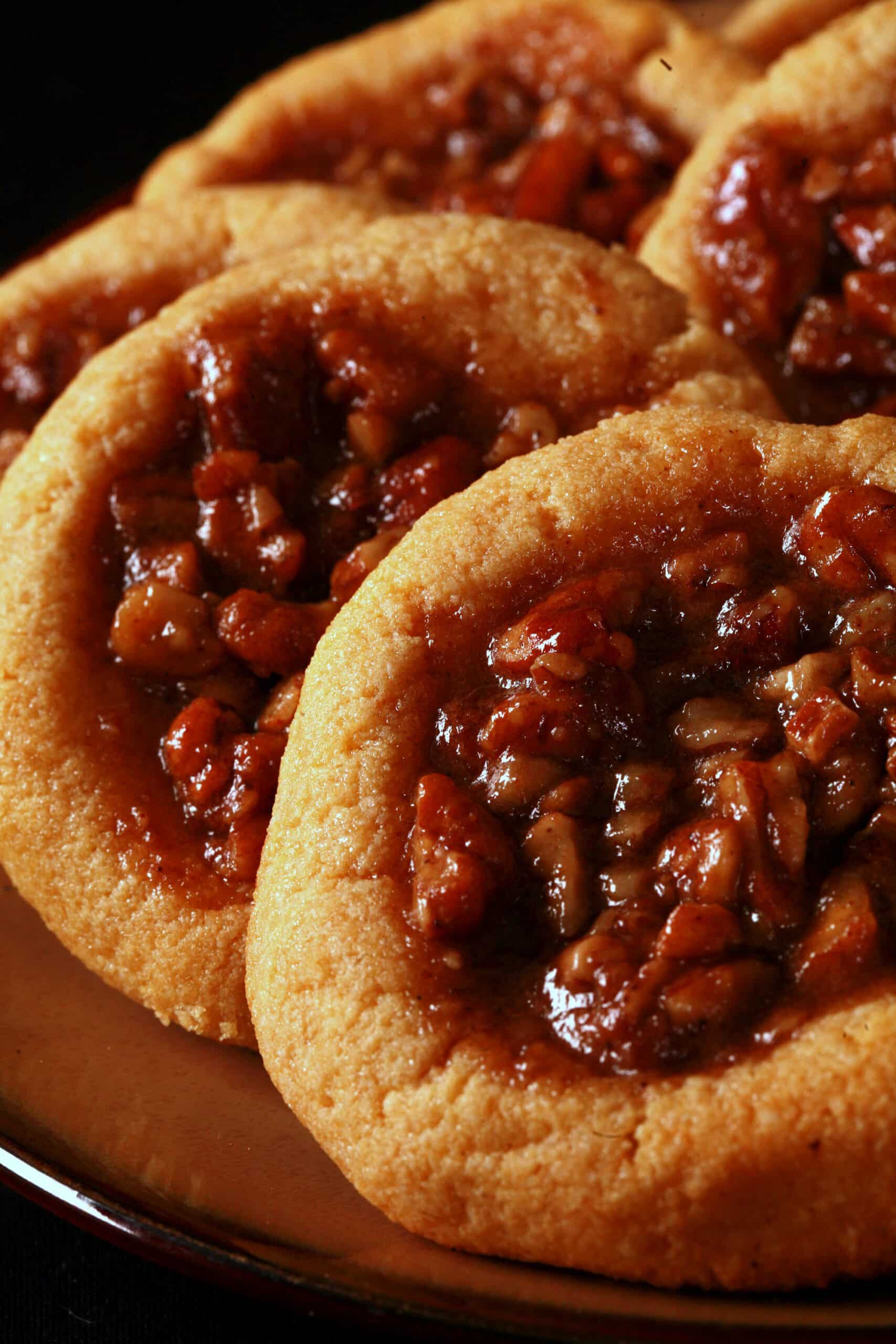 A plate of keto pecan pie cookies.