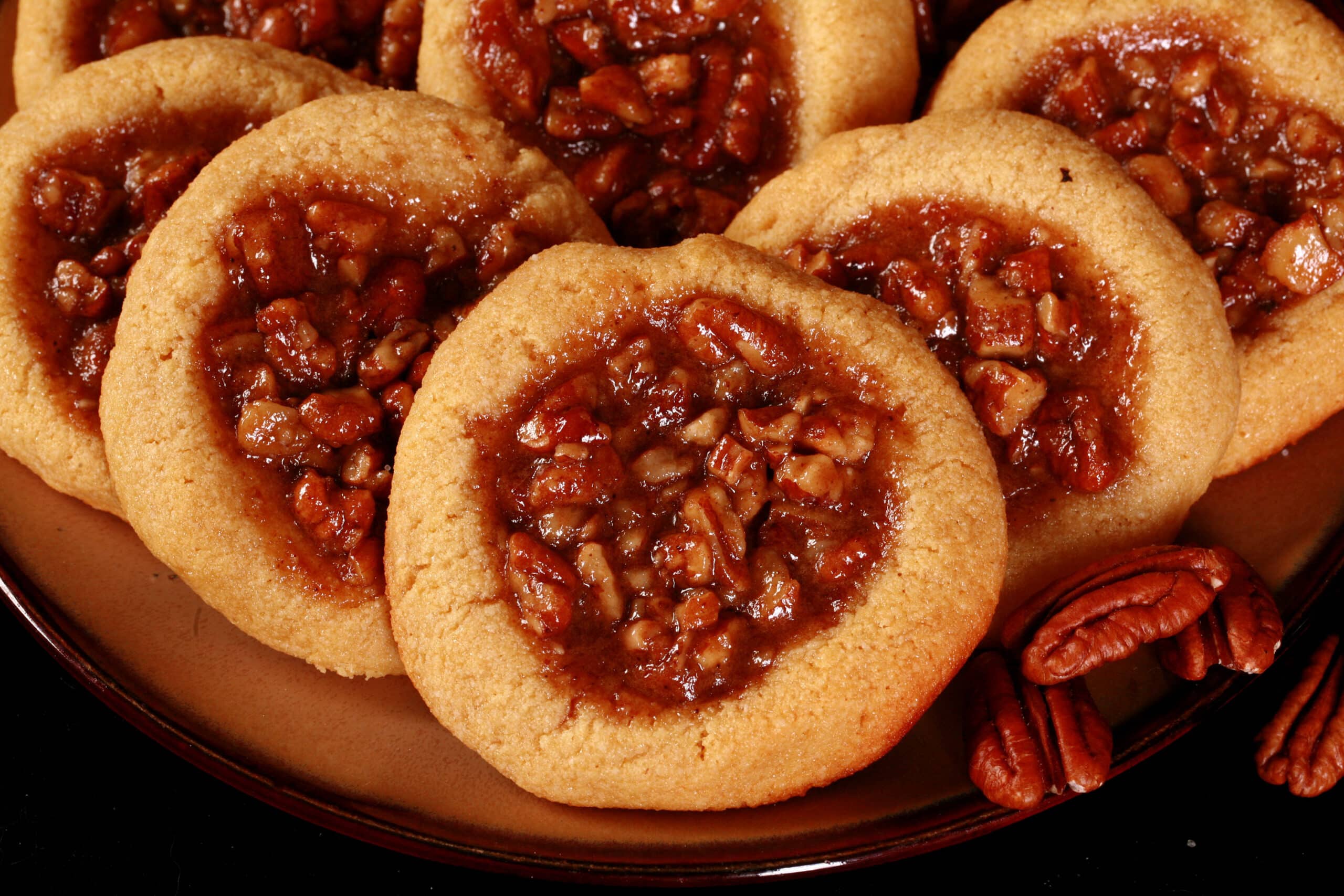 A plate of low carb pecan pie cookies.