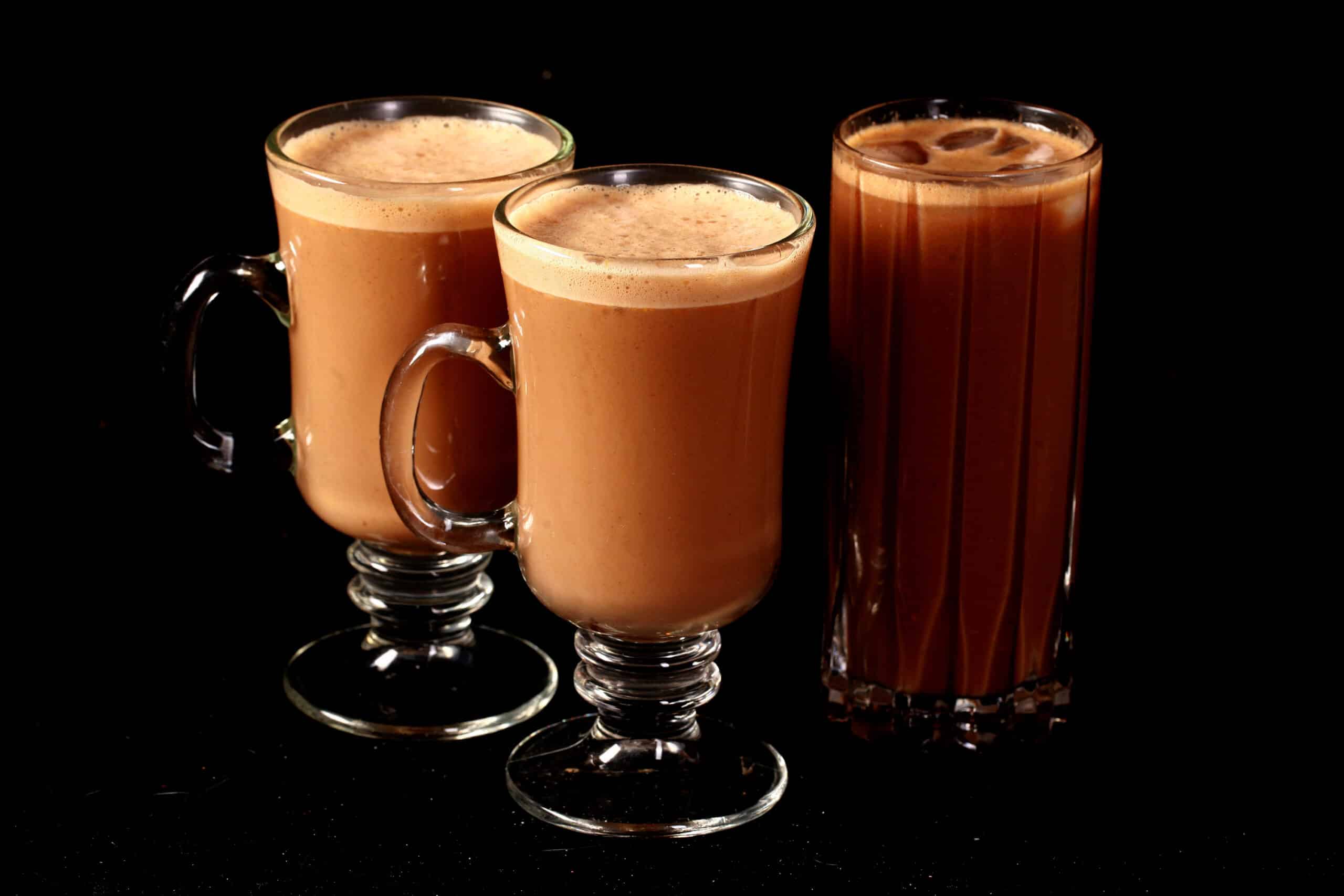 2 keto pumpkin spiced lattes and a protein powder iced pumpkin spice latte.