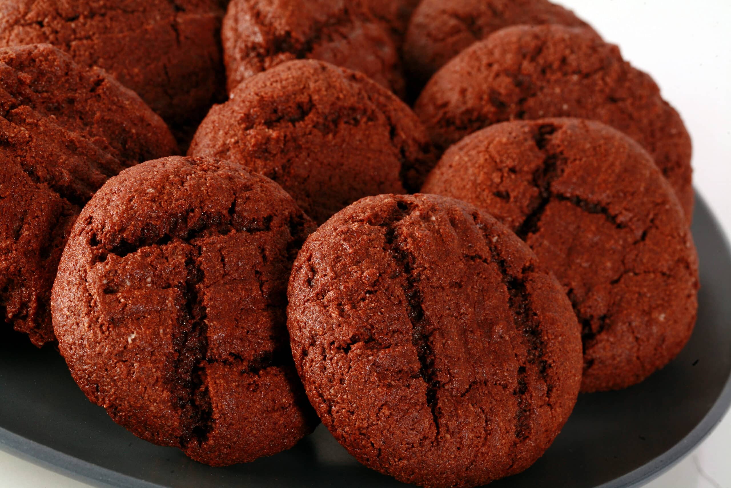 A plate of keto chocolate peanut butter cookies.