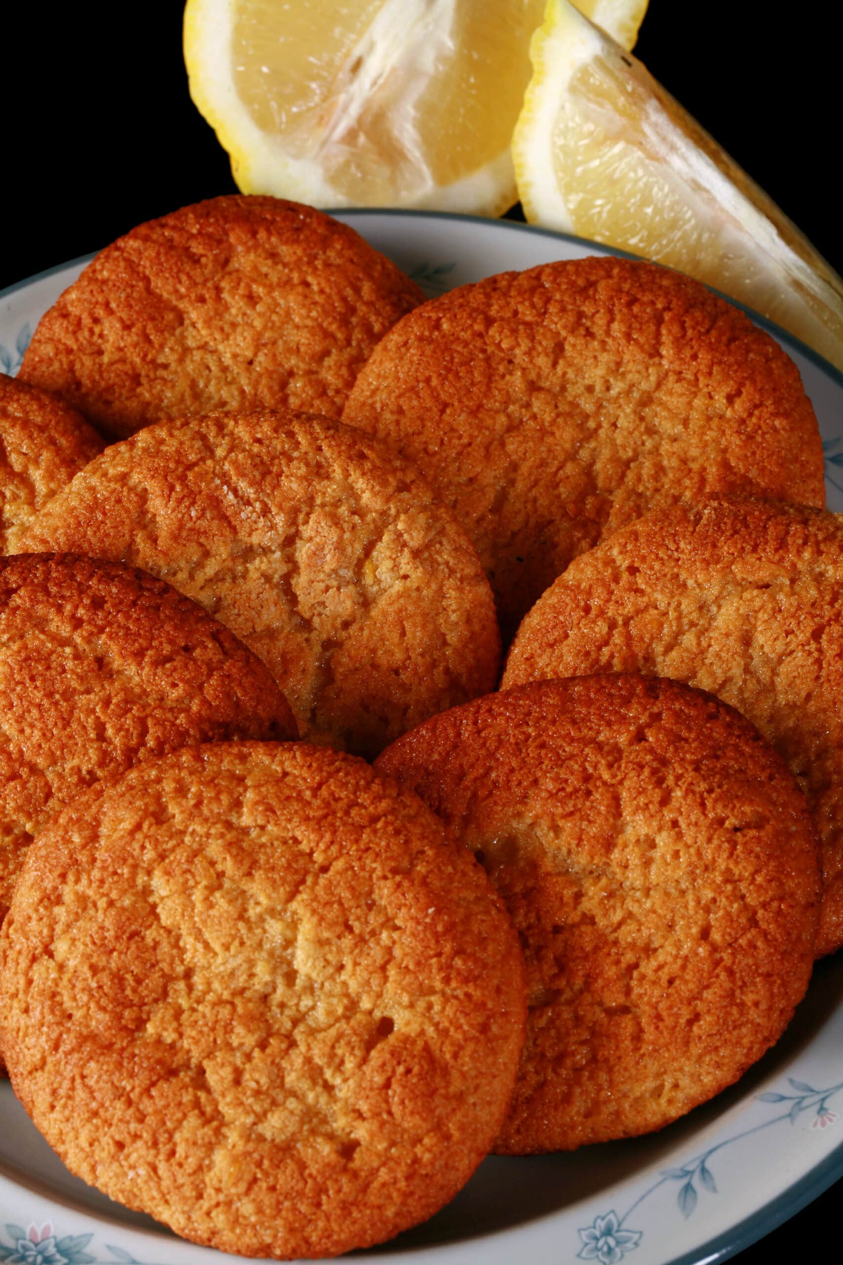 A plate of low carb lemon cookies.