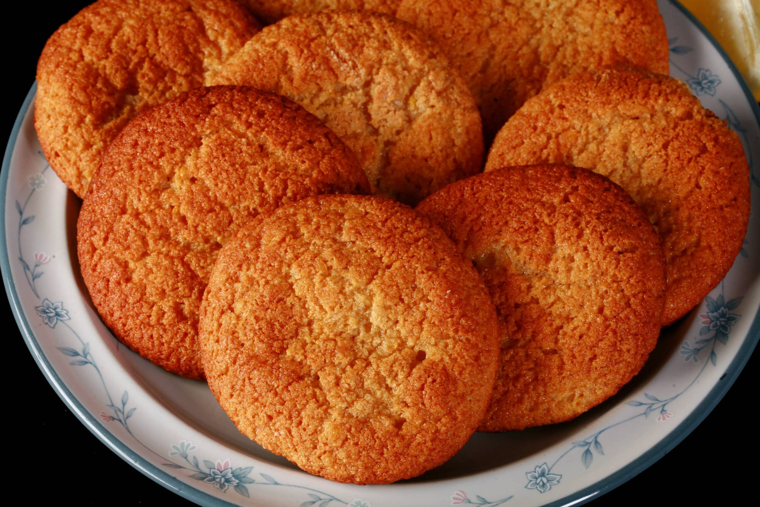 A plate of low carb lemon cookies.