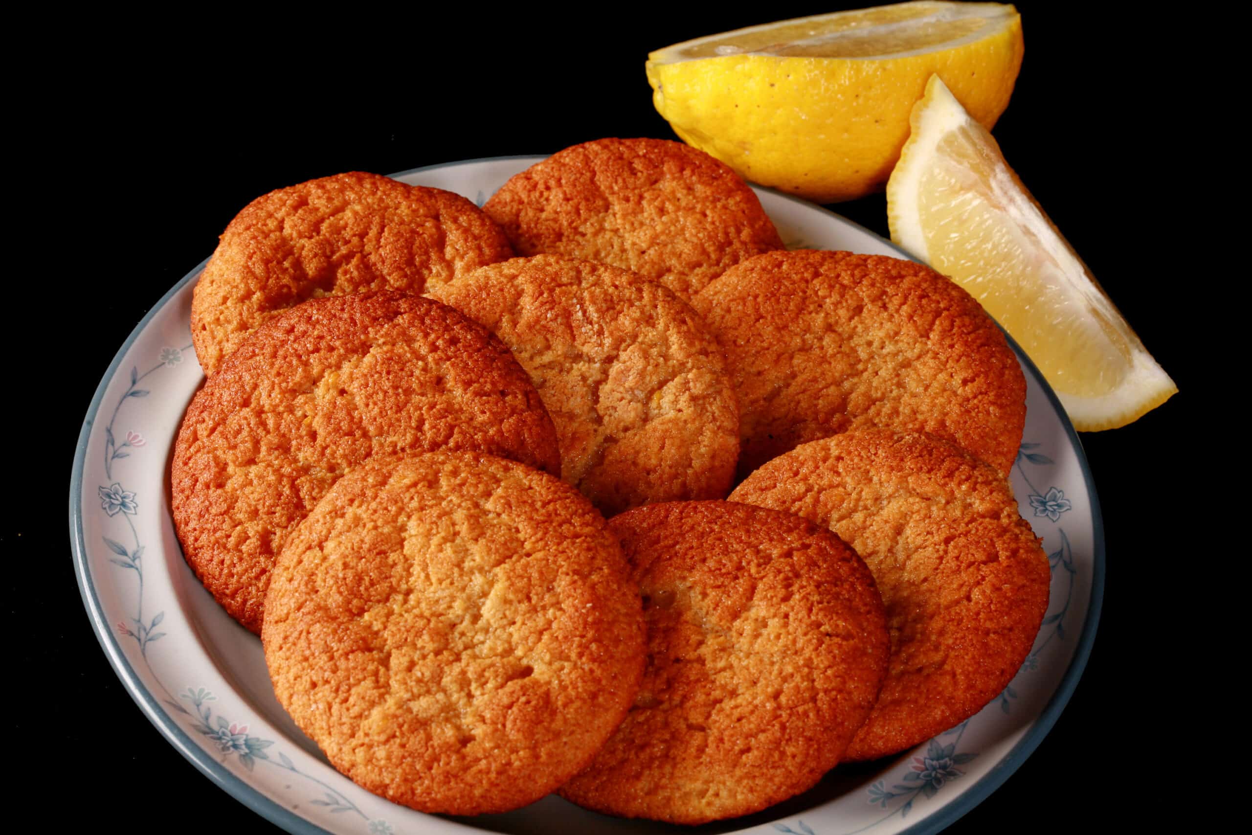 A plate of keto lemon cookies.