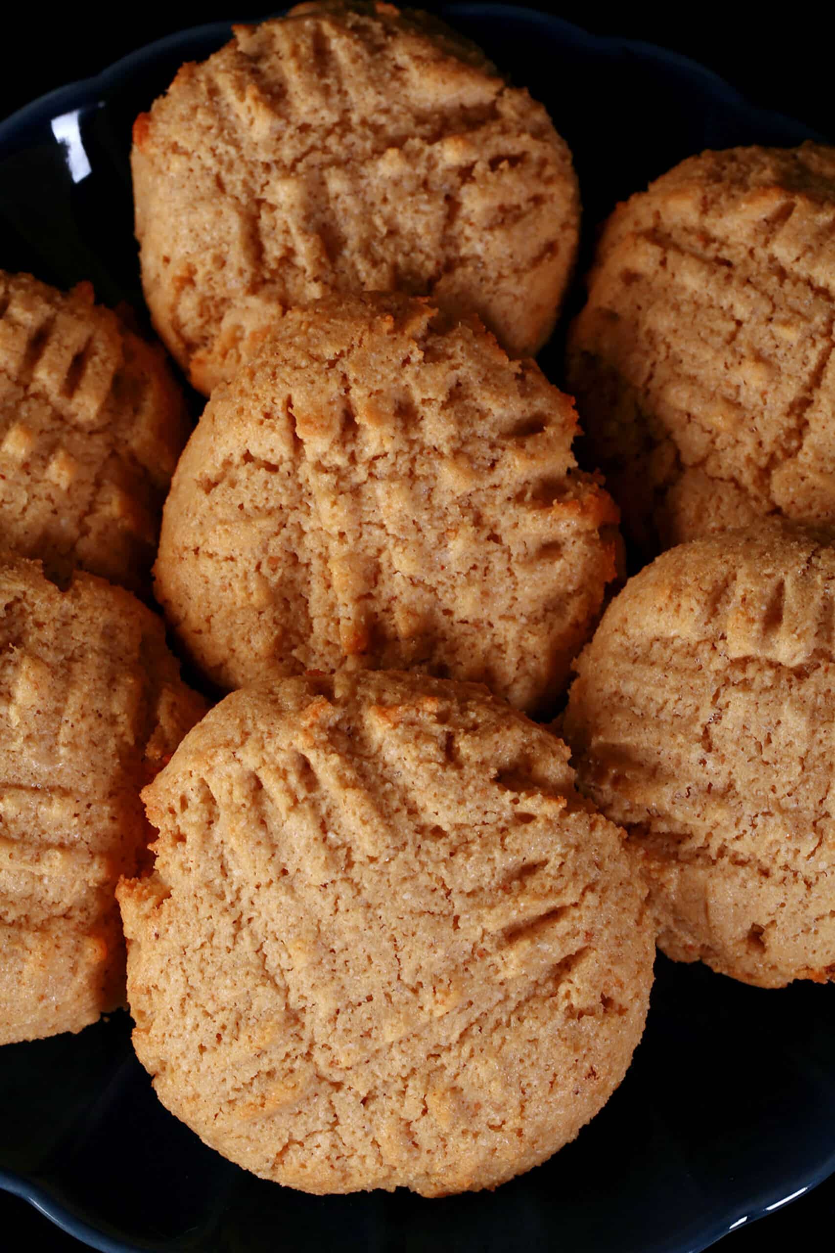 A plate of keto peanut butter cookies.