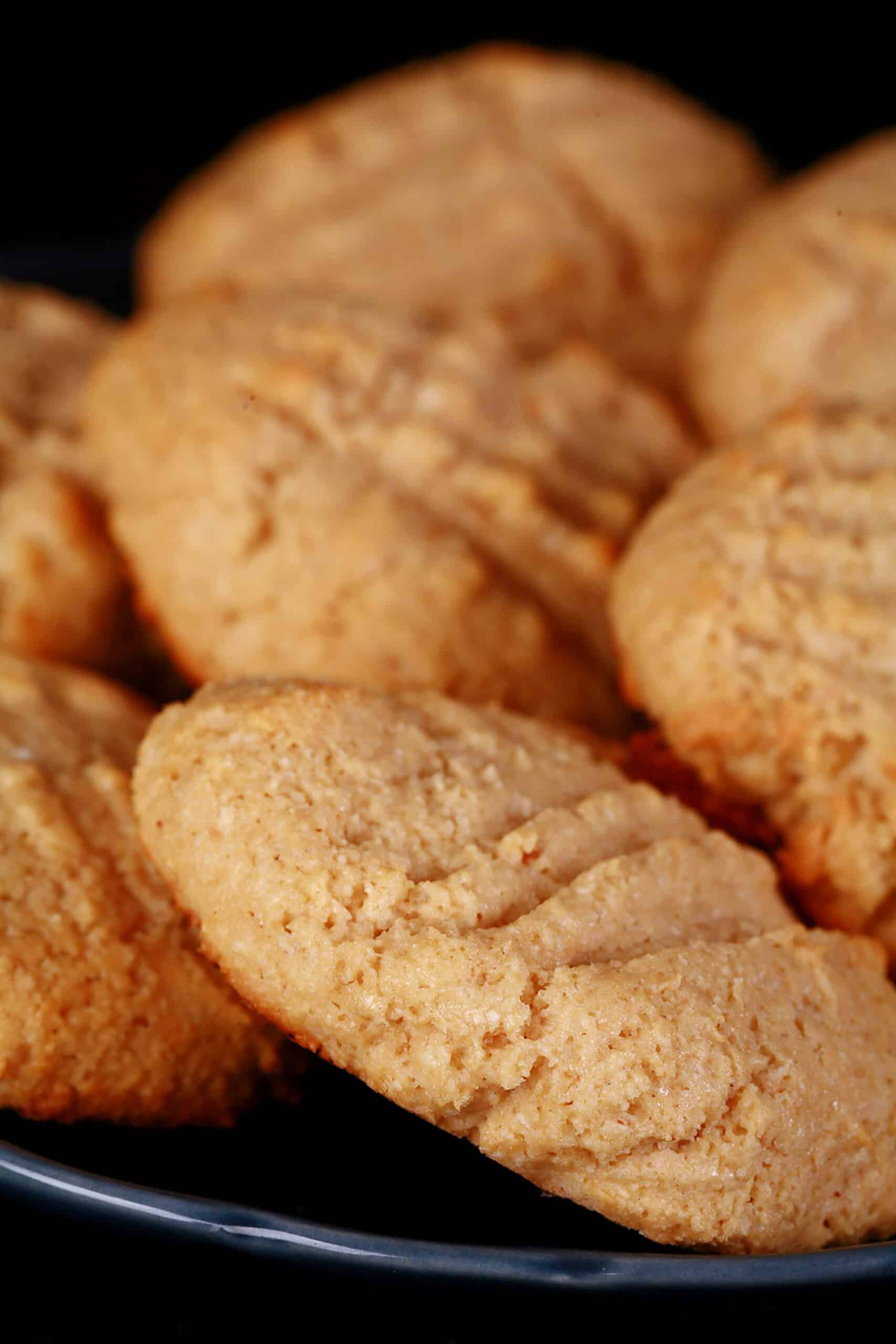 A plate of low carb peanut butter cookies.