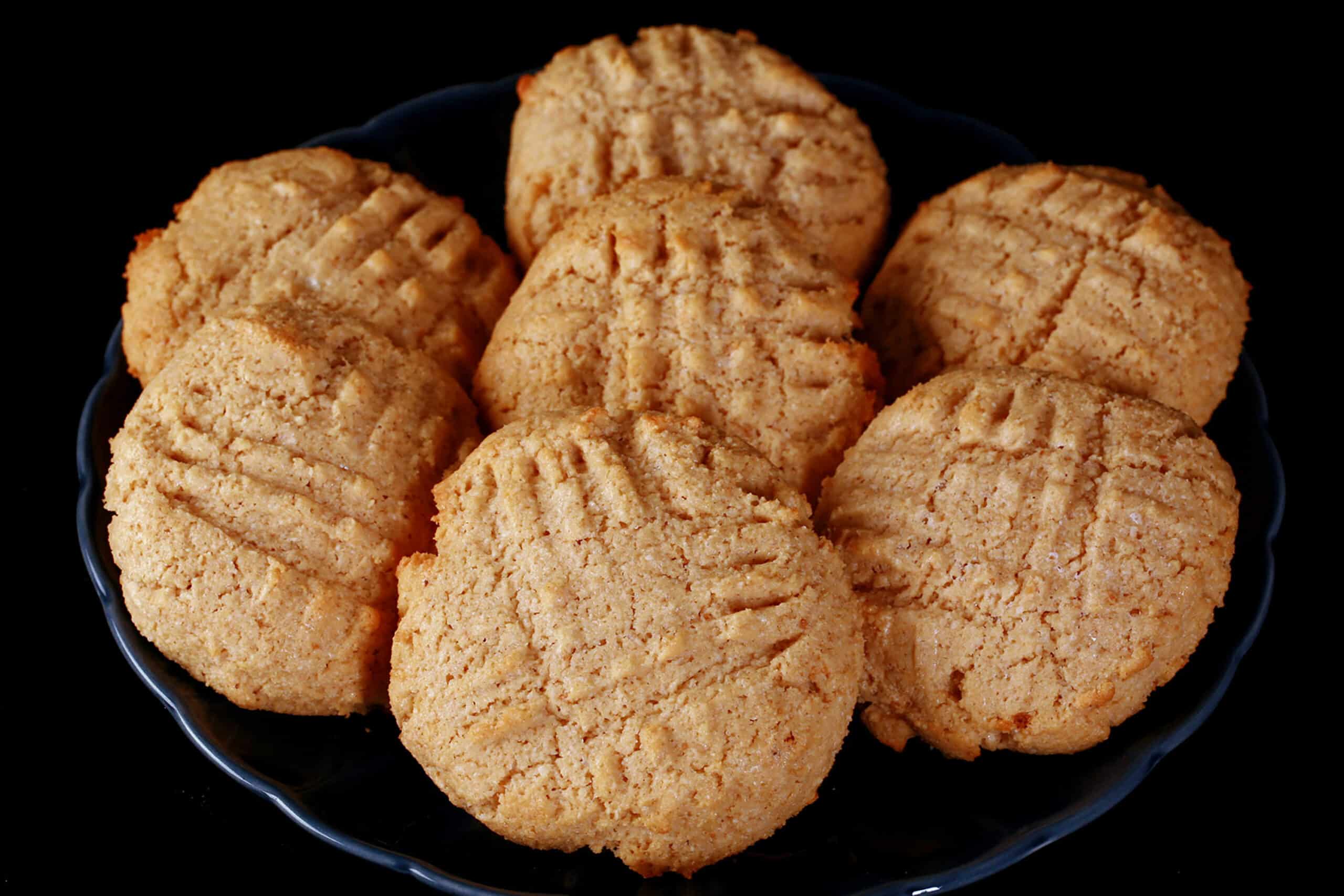 A plate of low carb peanut butter cookies.