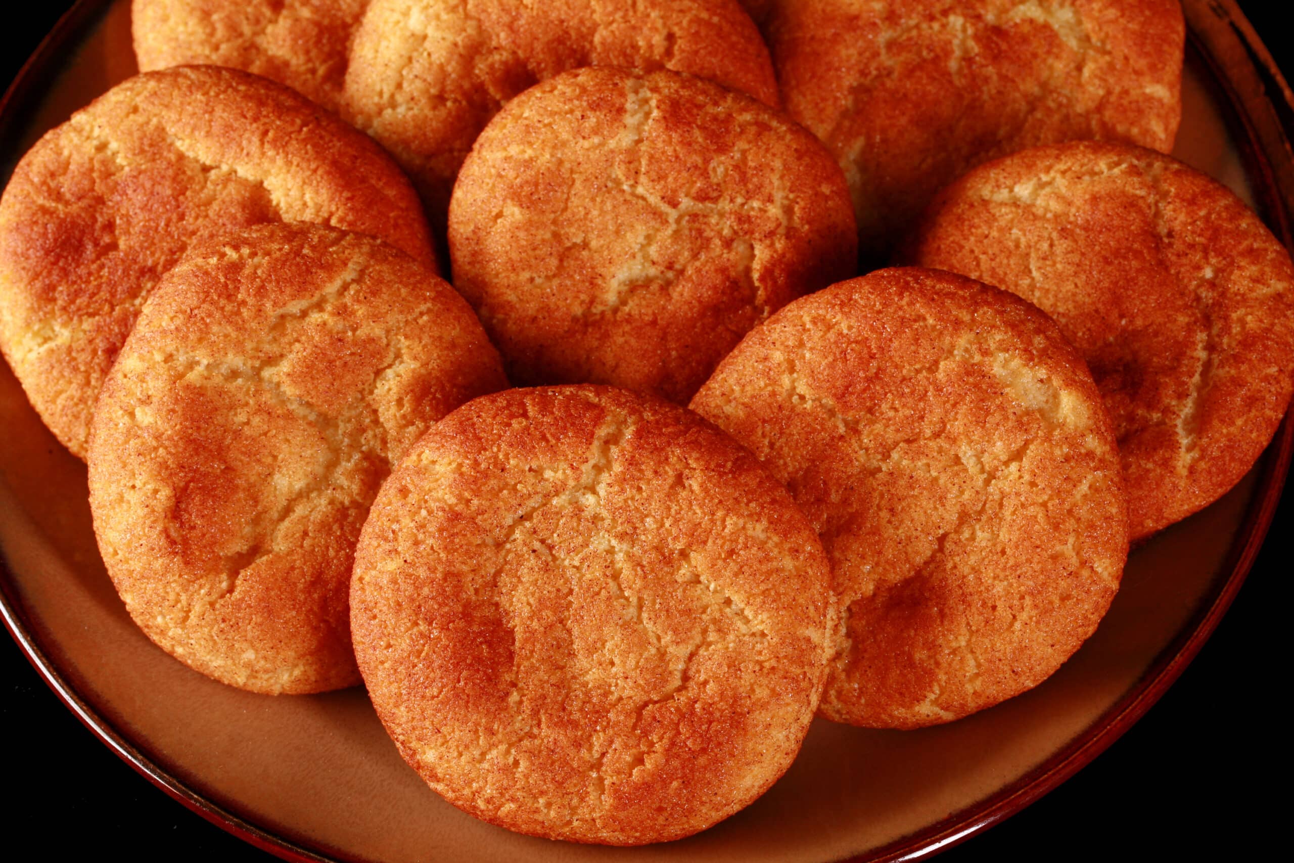 A plate of keto snickerdoodle cookies.