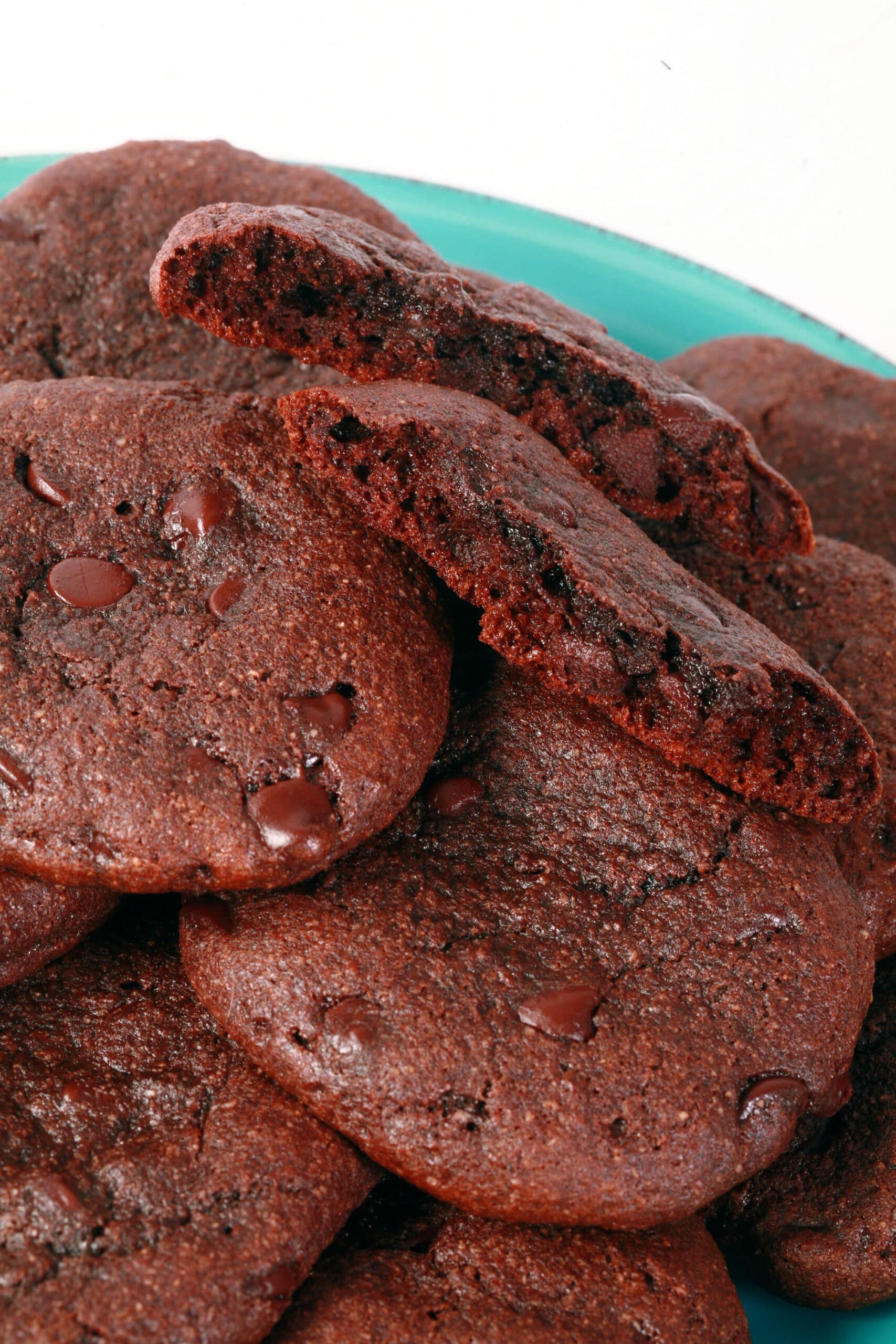 A plate of keto triple chocolate cookies.