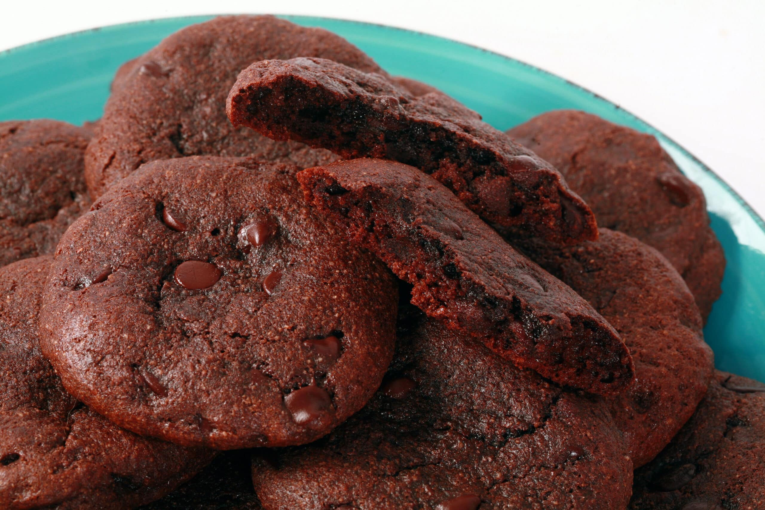 A plate of keto triple chocolate cookies.