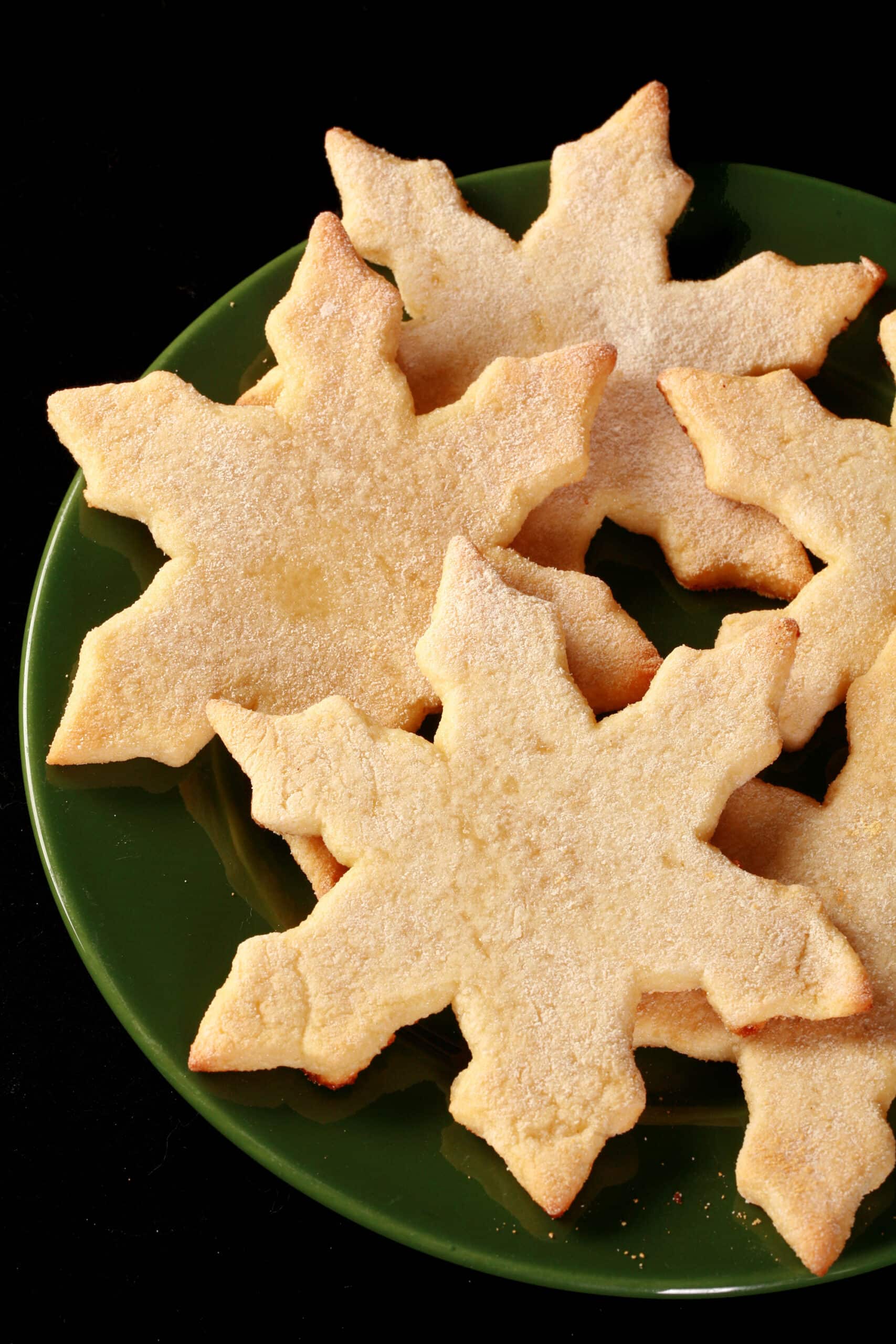 A plate of undecorated keto sugar cookies.