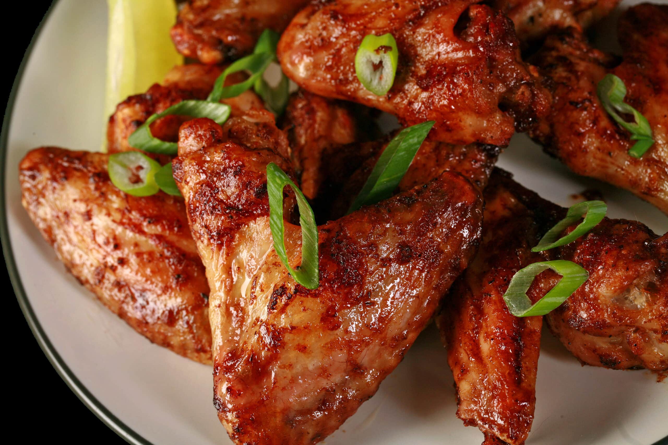 A plate of air fryer jerk chicken wings.