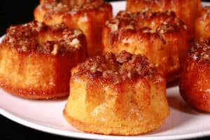 A plate of mini keto rum cakes.