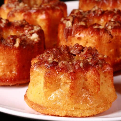 A plate of mini keto rum cakes.