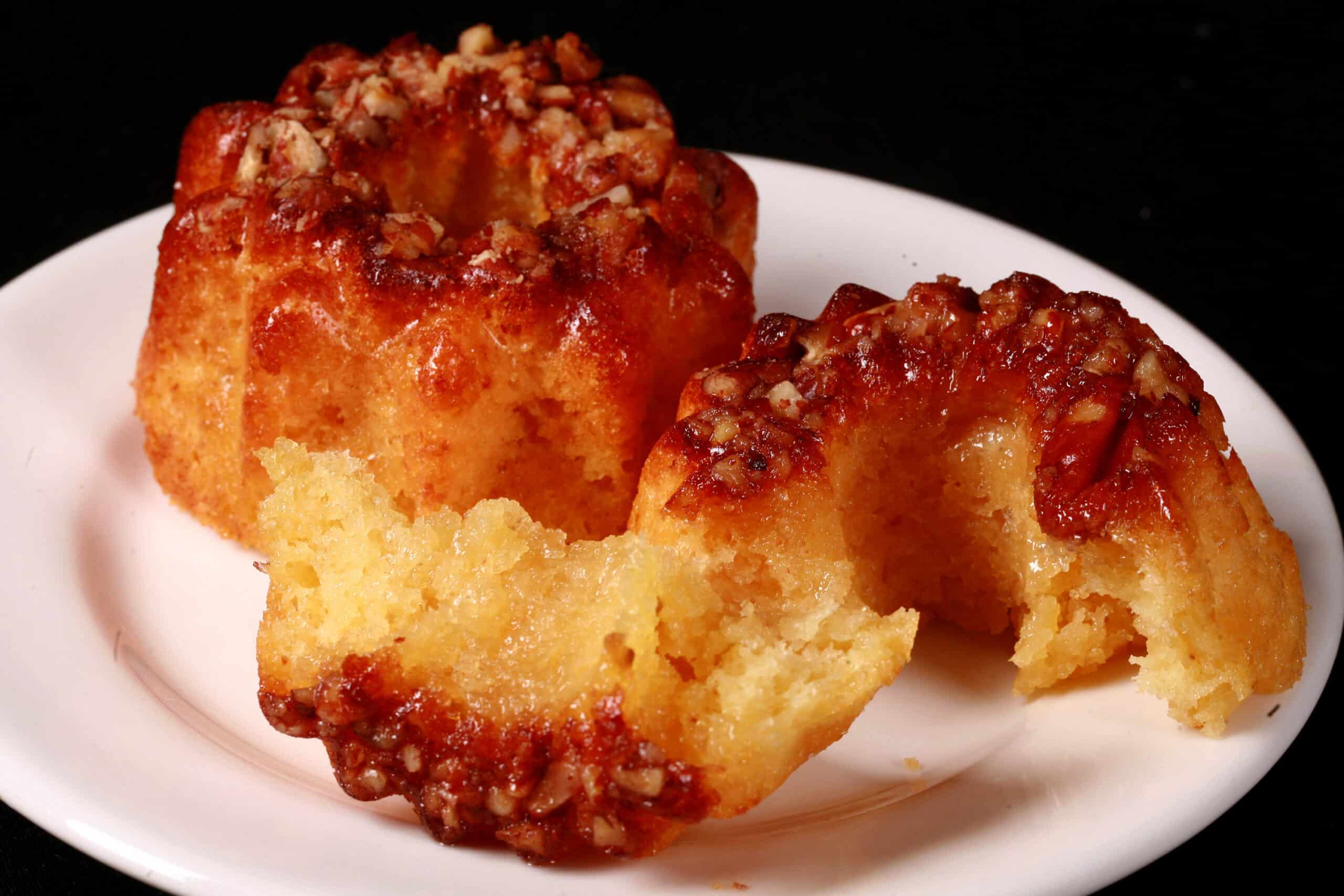 A plate of mini low carb rum cake.