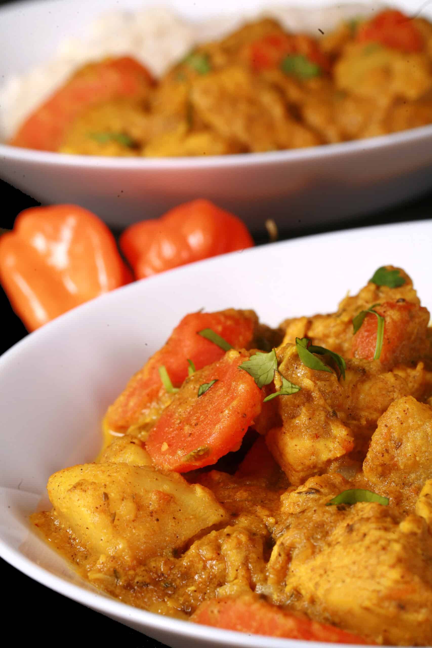2 bowls of keto jamaican chicken curry.