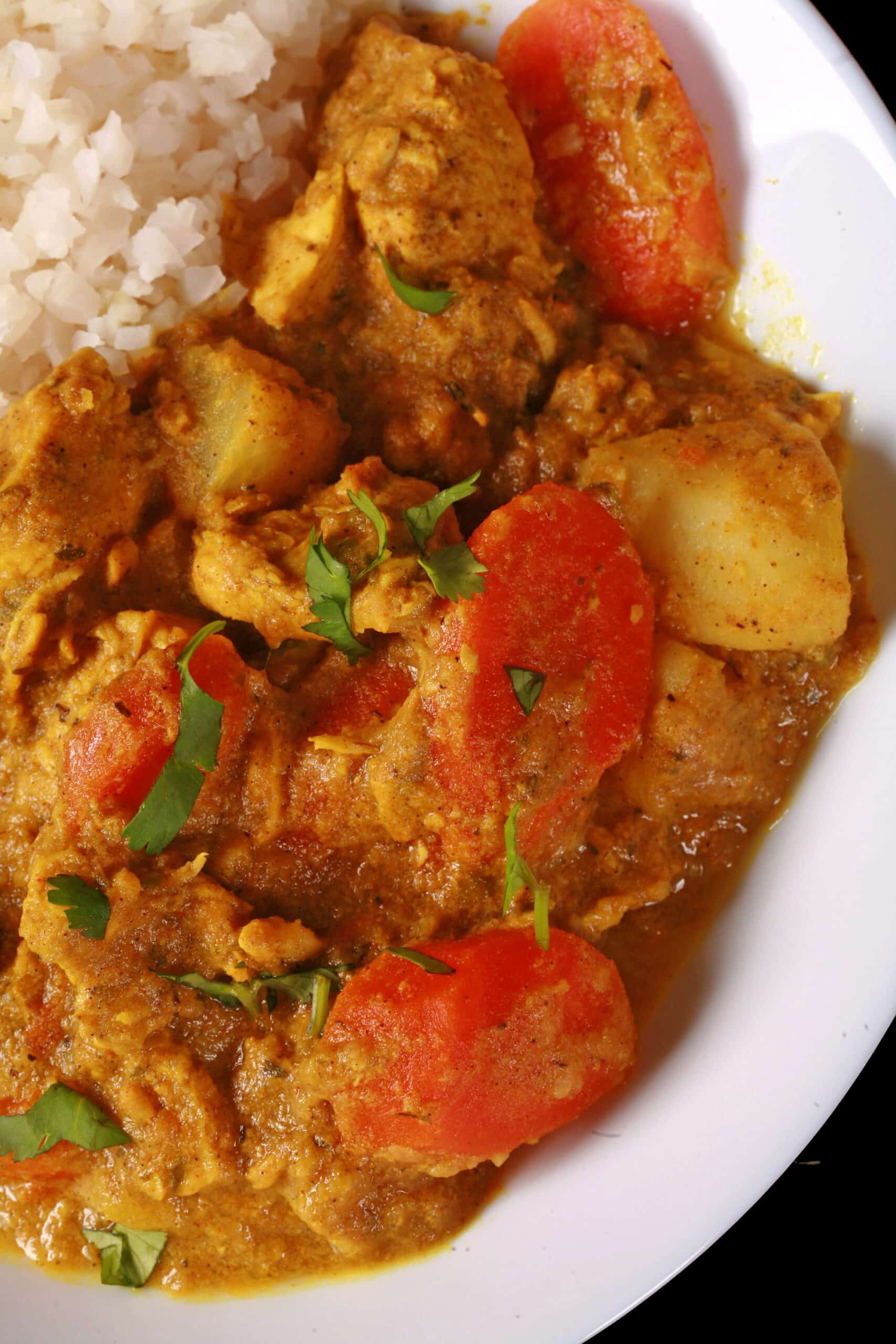 2 bowls of low carb jamaican curry chicken.